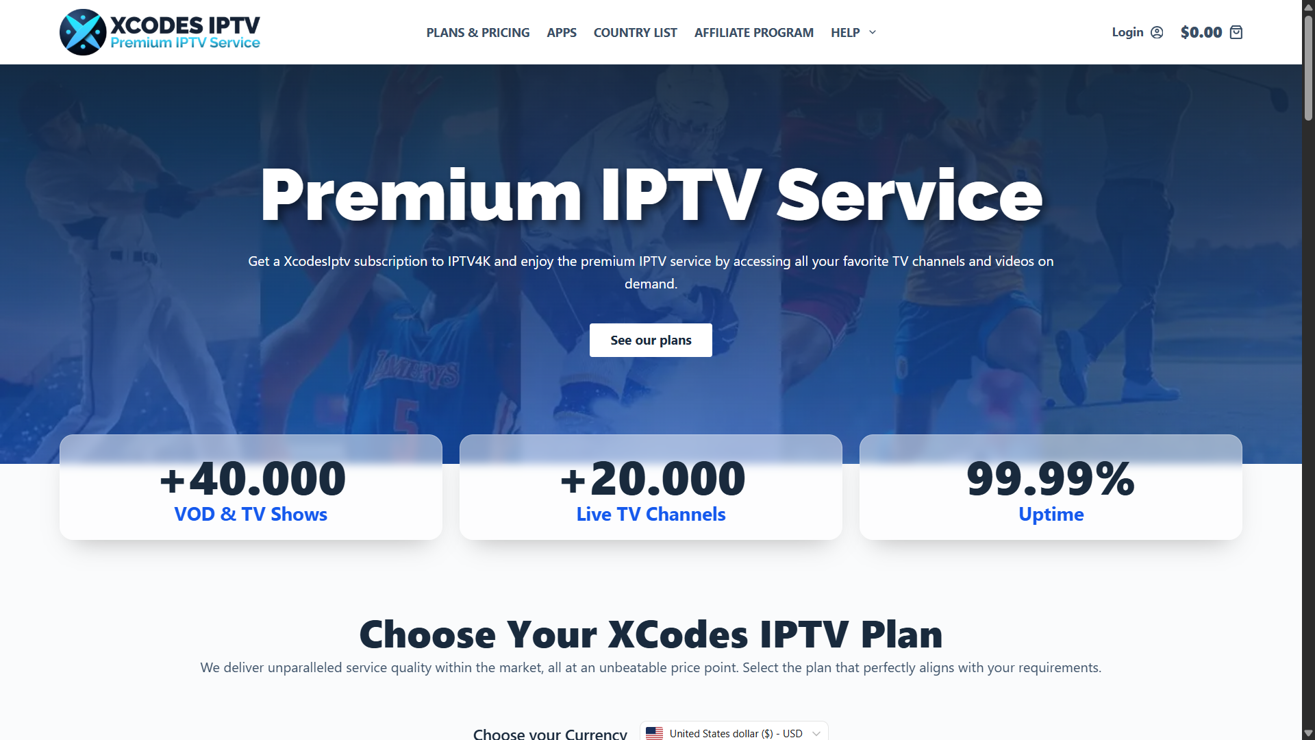 Xcodes IPTV website banner screenshot